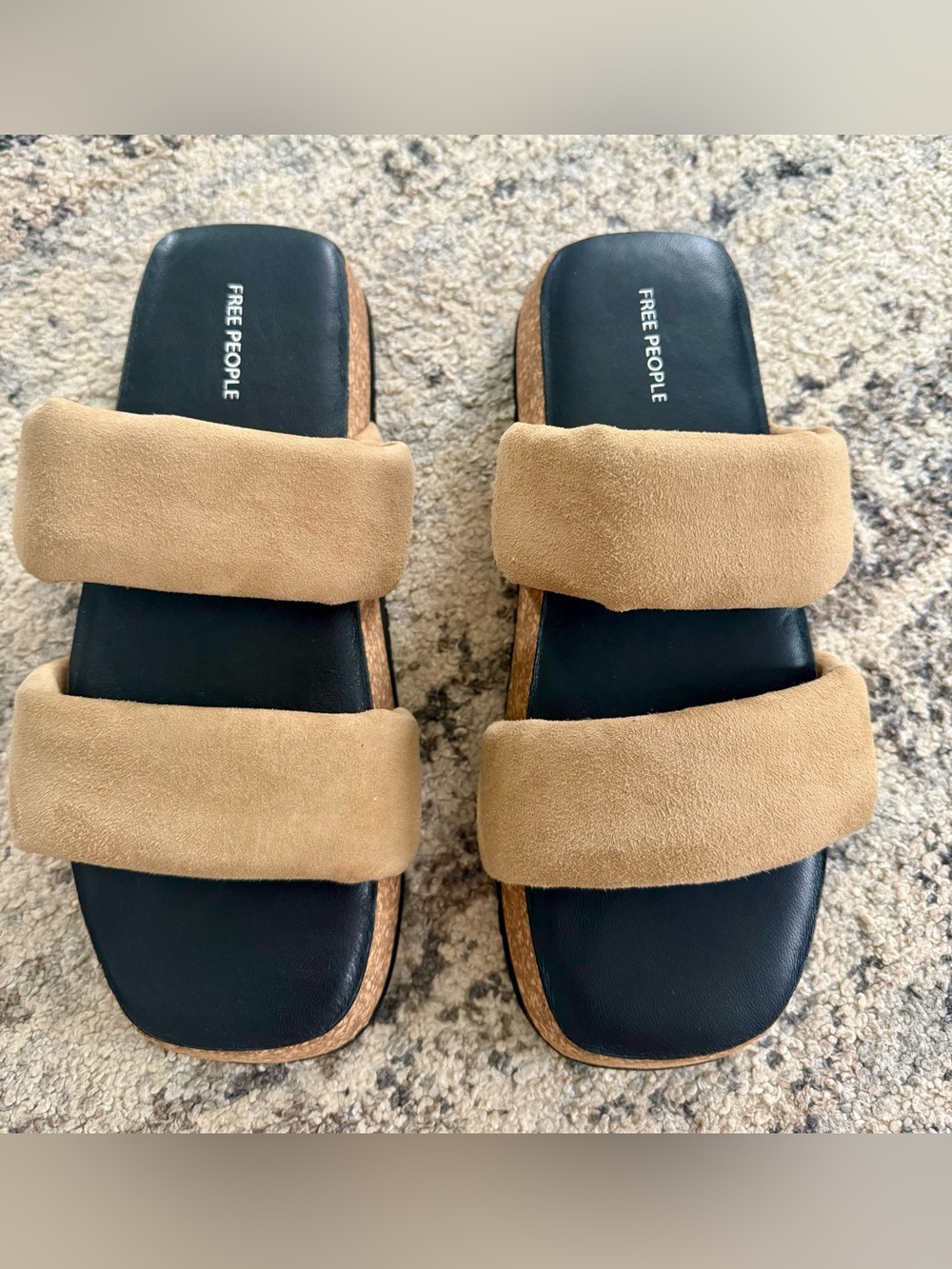 Free People sandals women Fairmount Flared Footbed Tan Suede. Size:8 New in box.